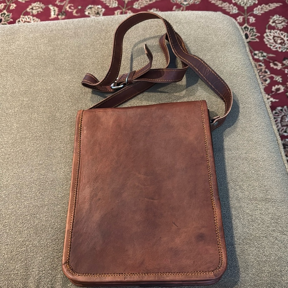 Vintage look Thick Leather Brown Croasbody Bag (TD)